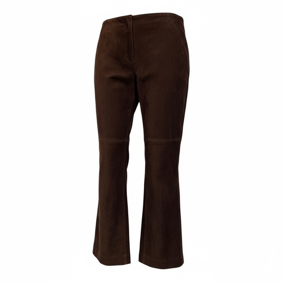 INC International Concepts Vintage Y2K Chocolate Suede Leather Flare Pants - Picture 3 of 6